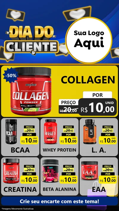 Modelo de Rede Social para Stories com o tema Dia Do Cliente para Suplementos alimentares