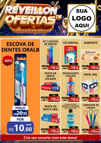 Modelo de Encarte para Encarte A4 Vertical com o tema Réveillon de Ofertas para Higiene Pessoal