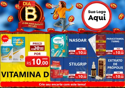 Modelo de Encarte para Encarte A4 Horizontal com o tema Dia B - O Dia Mais Barato Do Mês para Farmácia