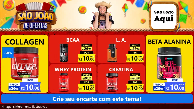 Modelo de TV para TV Horizontal com o tema São João de Ofertas para Suplementos alimentares