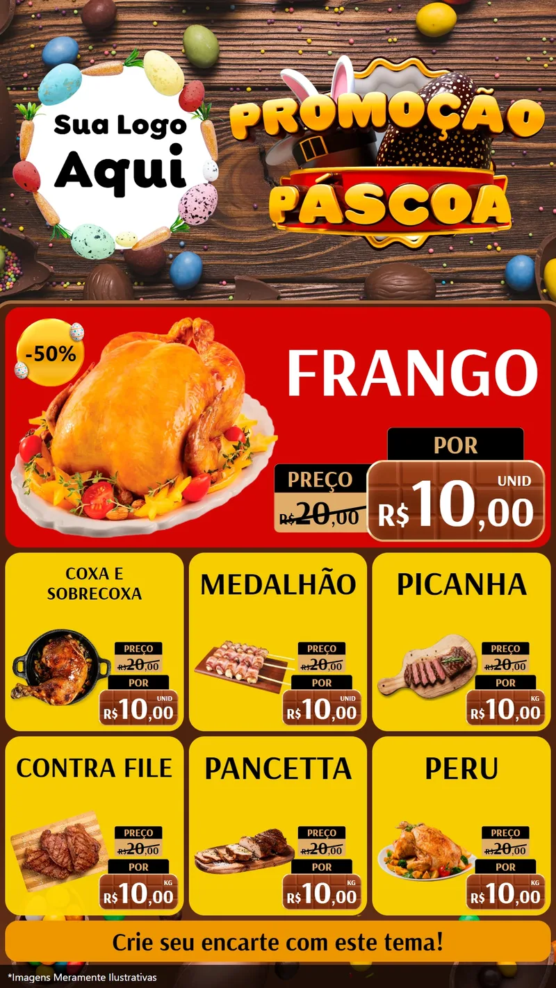 Modelo de Rede Social para Stories com o tema Promoção Páscoa para Assados