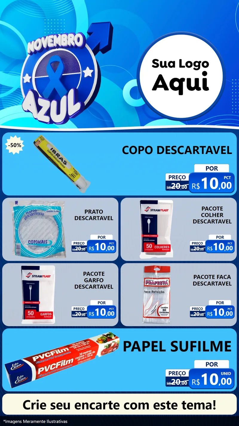 Modelo de TV para TV Vertical com o tema Novembro Azul para Embalagens