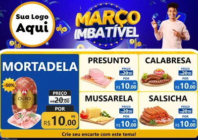 Modelo de Encarte para Encarte A4 Horizontal com o tema Março Imbatível para Frios e Laticínios