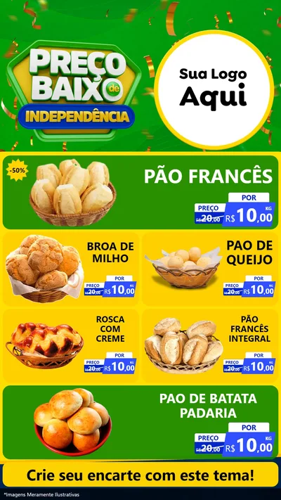 Modelo de TV para TV Vertical com o tema Preço Baixo de Independência para Padaria