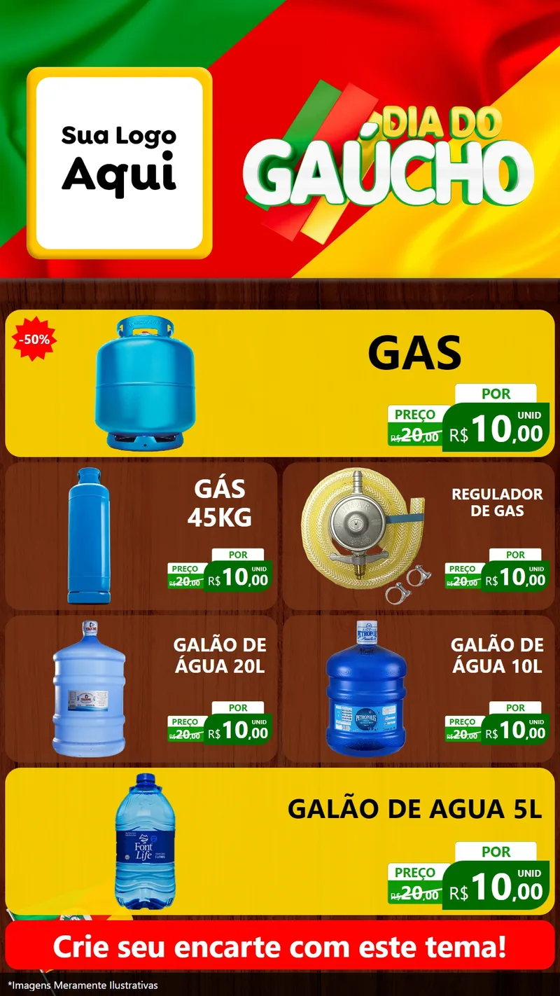 Modelo de TV para TV Vertical com o tema Dia do Gaúcho para Água e gás