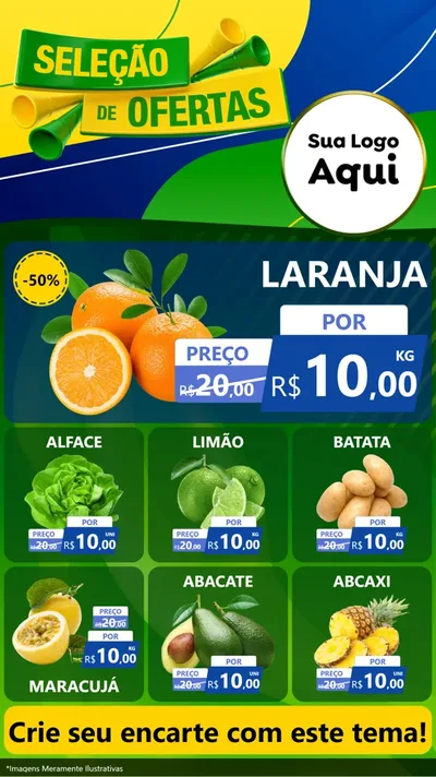 Modelo de Rede Social para Stories com o tema Seleção de Ofertas - Copa para Hortifrúti