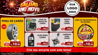 Modelo de TV para TV Horizontal com o tema Saldão de Ano Novo para Auto peças