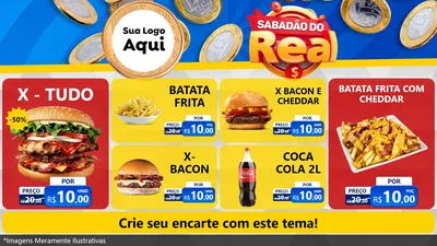 Modelo de TV para TV Horizontal com o tema Sabadão do Real para Hamburgueria