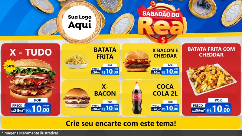 Modelo de TV para TV Horizontal com o tema Sabadão do Real para Hamburgueria