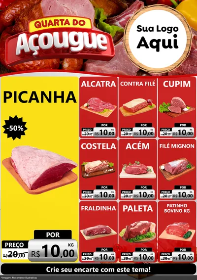 Modelo de Encarte para Encarte A4 Vertical com o tema Quarta do Açougue para Açougue