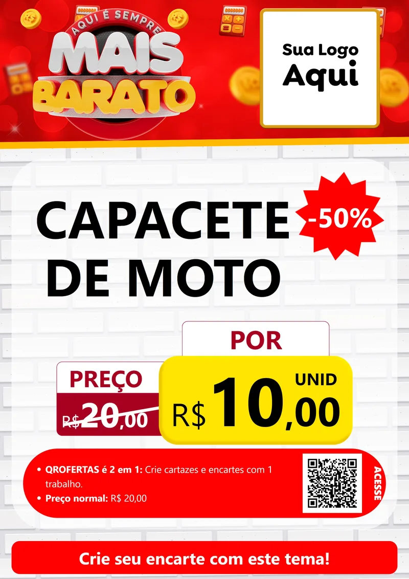 Modelo de Cartaz para Cartaz A4 Vertical com o tema Mais Barato para Moto peças