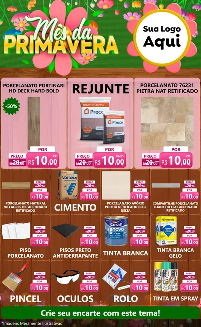 Modelo de Encarte para Encarte Grande com o tema Mês da Primavera para Pisos e revestimentos