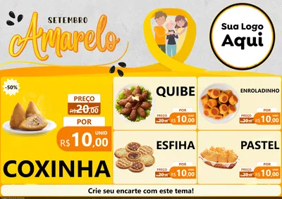 Modelo de Encarte para Encarte A4 Horizontal com o tema Setembro Amarelo para Salgadaria