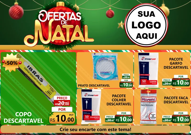 Modelo de Encarte para Encarte A4 Horizontal com o tema Ofertas de Natal para Embalagens