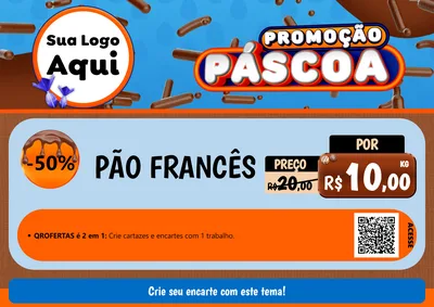 Modelo de Cartaz para Cartaz A4 Horizontal com o tema Promoção Páscoa para Padaria