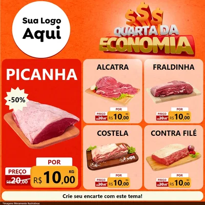 Modelo de Rede Social para Feed Facebook com o tema Quarta da Economia para Açougue