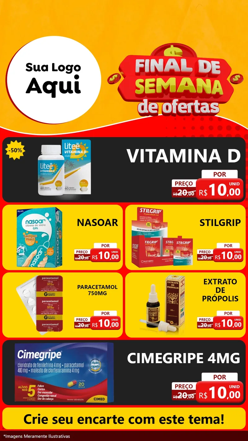 Modelo de TV para TV Vertical com o tema Final de Semana de Ofertas para Farmácia