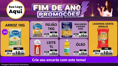 Modelo de TV para TV Horizontal com o tema Fim de Ano Promoções para Supermercado