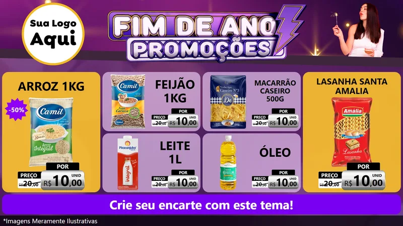 Modelo de TV para TV Horizontal com o tema Fim de Ano Promoções para Supermercado