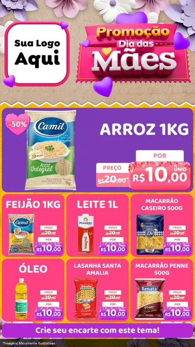 Modelo de Rede Social para Stories com o tema Promoção Dia das Mães para Supermercado