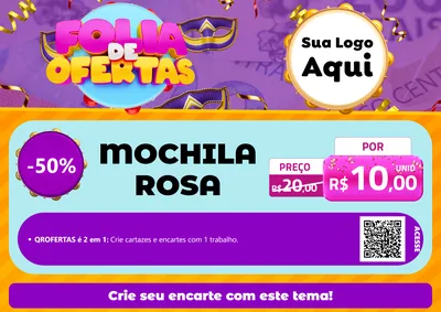 Modelo de Cartaz para Cartaz A4 Horizontal com o tema Folia de Ofertas para Papelaria