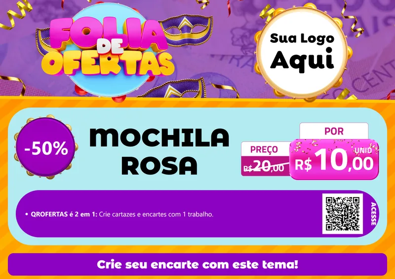 Modelo de Cartaz para Cartaz A4 Horizontal com o tema Folia de Ofertas para Papelaria