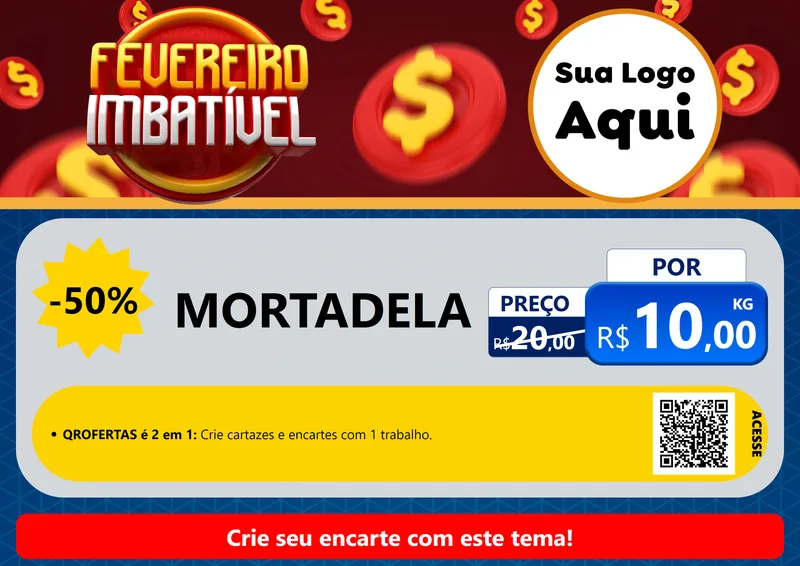 Modelo de Cartaz para Cartaz A4 Horizontal com o tema Fevereiro Imbatível para Frios e Laticínios