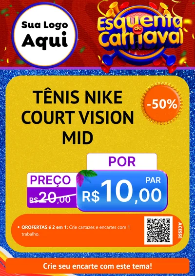 Modelo de Cartaz para Cartaz A4 Vertical com o tema Esquenta de Carnaval para Calçados