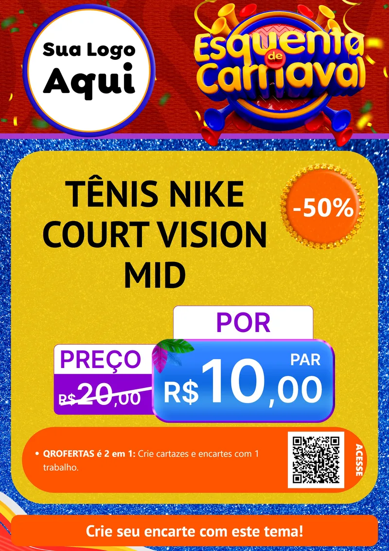 Modelo de Cartaz para Cartaz A4 Vertical com o tema Esquenta de Carnaval para Calçados