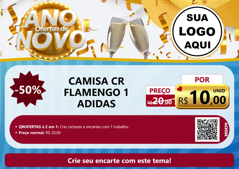 Modelo de Cartaz para Cartaz A4 Horizontal com o tema Ofertas de Ano Novo para Roupas e acessórios