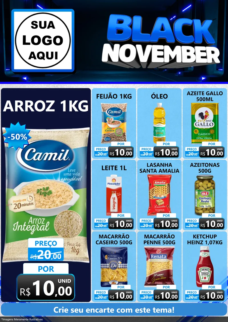 Modelo de Encarte para Encarte A4 Vertical com o tema Black November para Supermercado