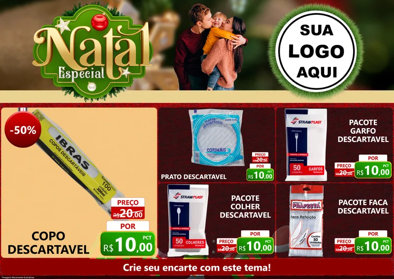 Modelo de Encarte para Encarte A4 Horizontal com o tema Natal Especial para Embalagens