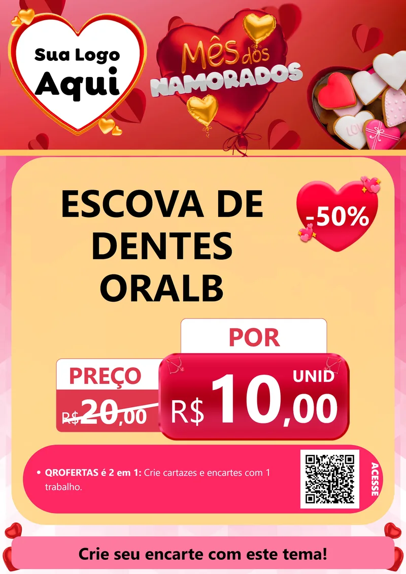 Modelo de Cartaz para Cartaz A4 Vertical com o tema Mês dos Namorados para Higiene Pessoal