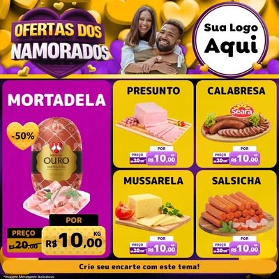 Modelo de Rede Social para Feed Facebook com o tema Oferta Dos Namorados para Frios e Laticínios