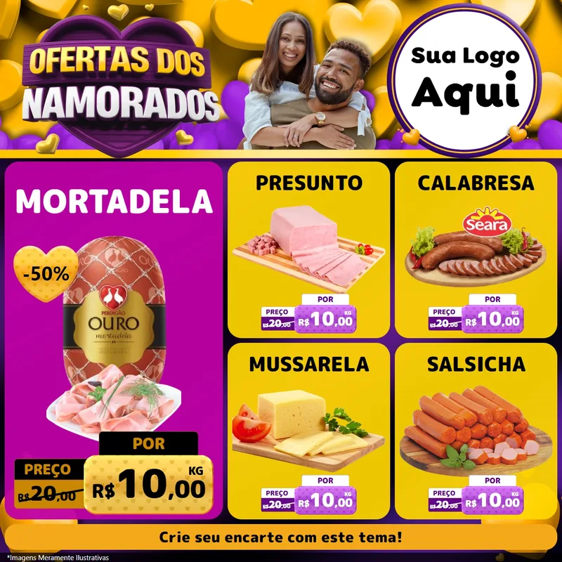 Modelo de Rede Social para Feed Facebook com o tema Oferta Dos Namorados para Frios e Laticínios