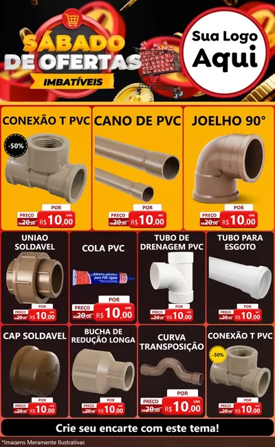 Modelo de Encarte para Encarte Grande com o tema Sábado de Ofertas Imbatíveis para Tubos e conexões