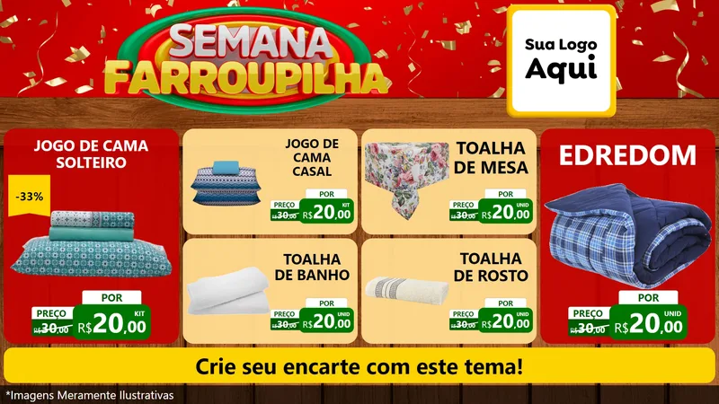 Modelo de TV para TV Horizontal com o tema Semana Farroupilha para Cama, Mesa e Banho
