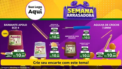Modelo de TV para TV Horizontal com o tema Semana Arrasadora para Armarinho e Aviamentos