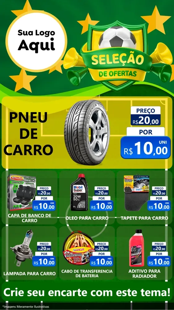 Modelo de Rede Social para Stories com o tema Seleção de Ofertas - Copa para Auto peças