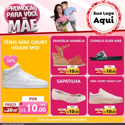 Modelo de Rede Social para Feed Facebook com o tema Promoção Para Você Mãe para Calçados