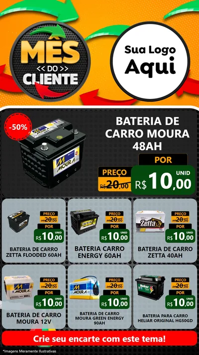 Modelo de Rede Social para Stories com o tema Mês do Cliente para Baterias Elétricas