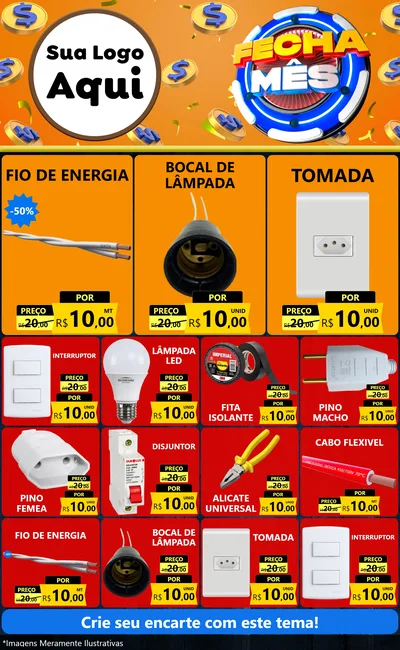 Modelo de Encarte para Encarte Grande com o tema Fecha Mês para Materiais Elétricos