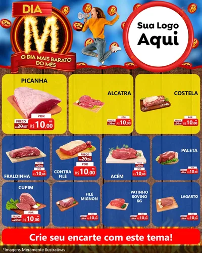 Modelo de Rede Social para Feed Instagram com o tema Dia M - O Dia Mais Barato Do Mês para Açougue