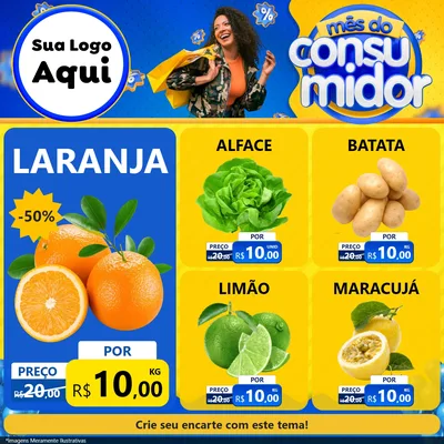 Modelo de Rede Social para Feed Facebook com o tema Mês do Consumidor para Hortifrúti
