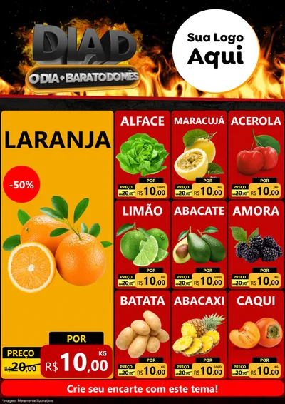 Modelo de Encarte para Encarte A4 Vertical com o tema Dia D, O Dia Mais Barato Do Mês para Hortifrúti