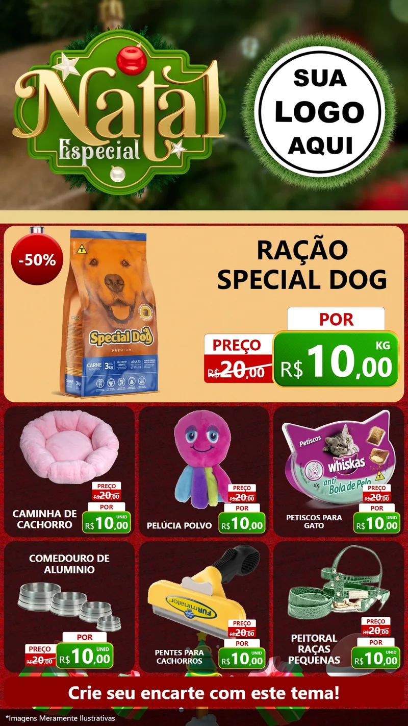 Modelo de Rede Social para Stories com o tema Natal Especial para Pet Shop
