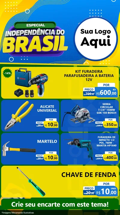 Modelo de TV para TV Vertical com o tema Especial Independência do Brasil para Maquinas e Ferramentas