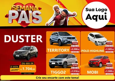 Modelo de Encarte para Encarte A4 Horizontal com o tema Semana Dos Pais para Concessionaria de Carros