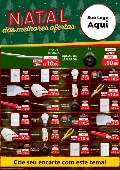 Modelo de Encarte para Encarte A4 Vertical com o tema Natal das Melhores Ofertas para Materiais Elétricos