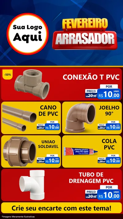 Modelo de TV para TV Vertical com o tema Fevereiro Arrasador para Tubos e conexões